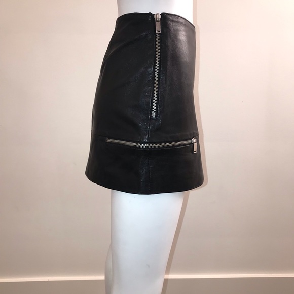 ZARA BLACK MOTORCYCLE LEATHER SKIRT - Picture 5 of 5